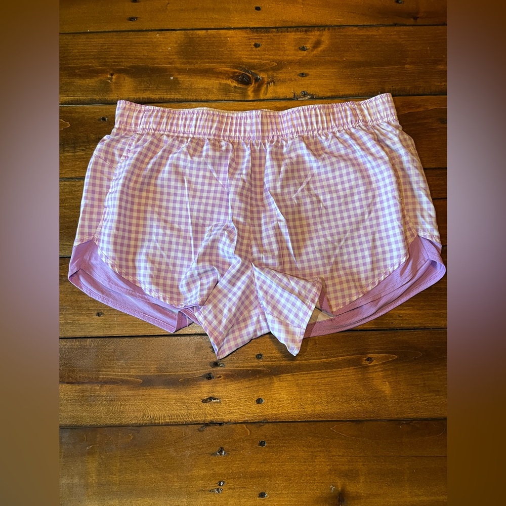 Athletic Works Lavender Gingham Running Shorts